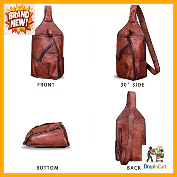 Genuine Leather Vintage Sling Backpack Crossbody Daypack Retro Casual Large main image 7